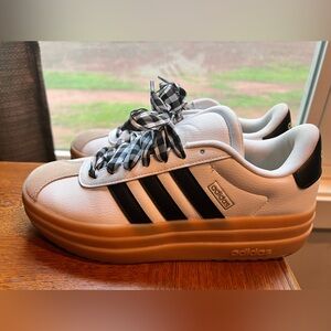 Adidas White and Black Platform Sneakers